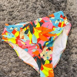 Colorful Floral High-Waisted Bikini Bottom